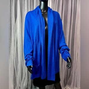 Karen Scott Royal Blue Open Front Cardigan